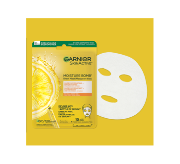Image 8 du produit Garnier - Green Labs Moisture Bomb masque en tissu avec acide hyaluronique + vitamine C, 28 g, peau terne et inégale