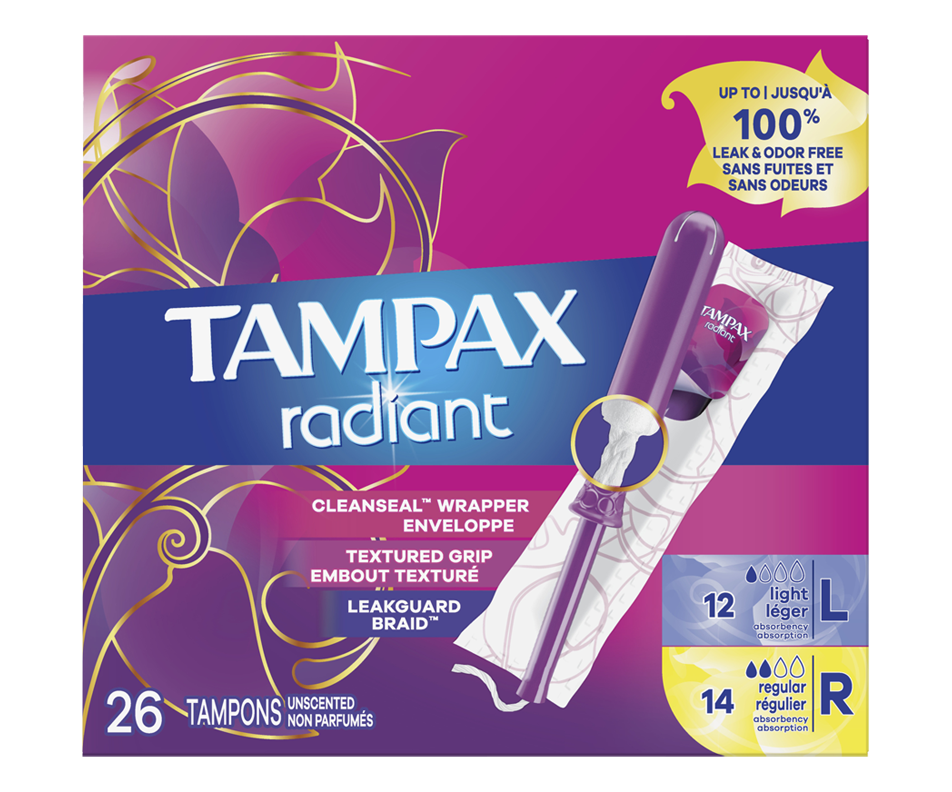 Radiant tampons duo, Non parfumés, 26 unités Tampax Tampon Jean Coutu