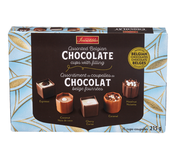 Assortiment de coupelles de chocolat belge fourrées, 215 g – Irresistibles  : Boite
