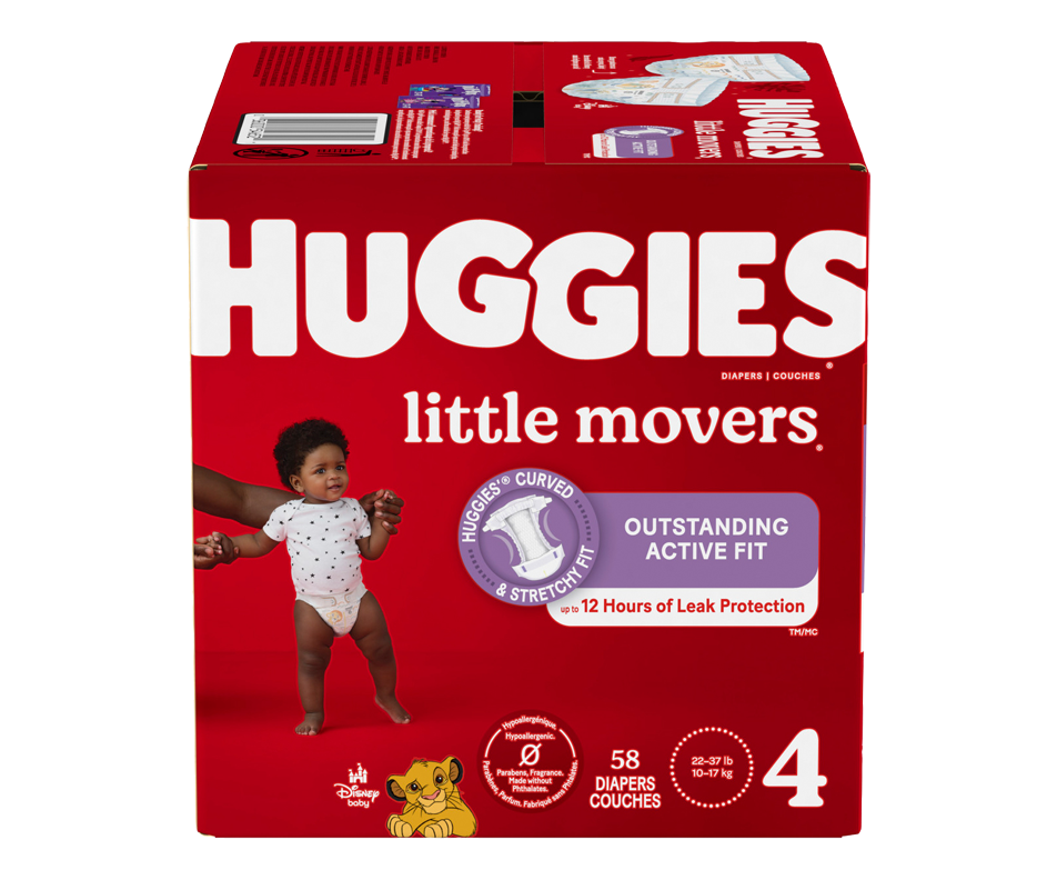 Little Movers couches pour bébés, taille 4, 58 unités Huggies