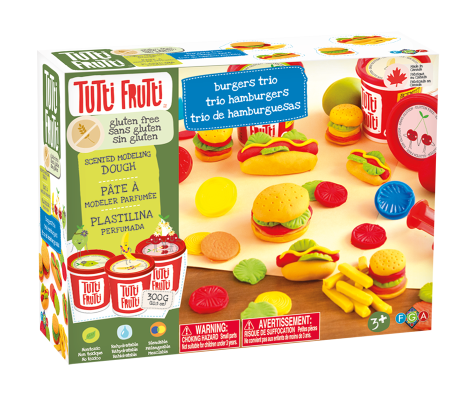 Pâte à modeler sans gluten trio hamburgers, 1 unité – Tutti Frutti ...