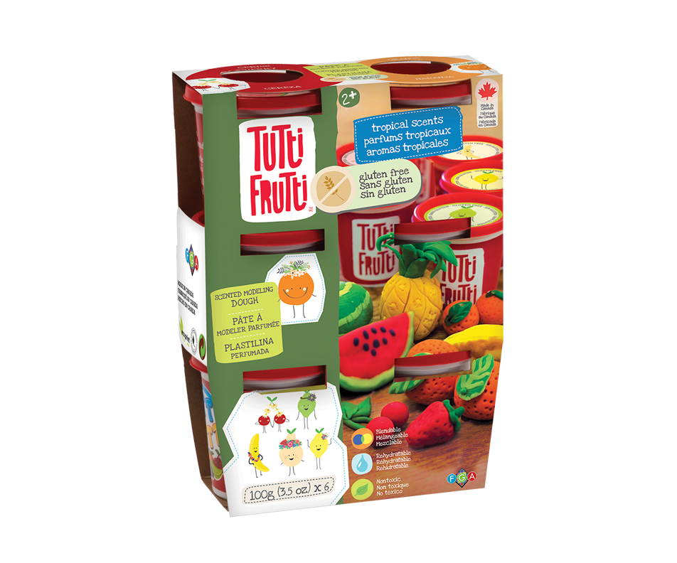 Pâte à modeler sans gluten tropical, 6 unités Tutti Frutti Cadeaux pour tout petits Jean Coutu Pâte à modeler sans gluten tropical, 6 unités Tutti Frutti Cadeaux pour tout petits Jean Coutu