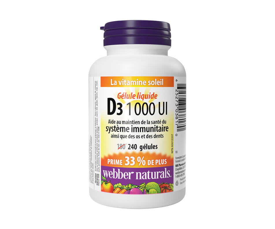 Vitamine D3 1 000 UI, 240 unités ber Naturals Ampoules énergie