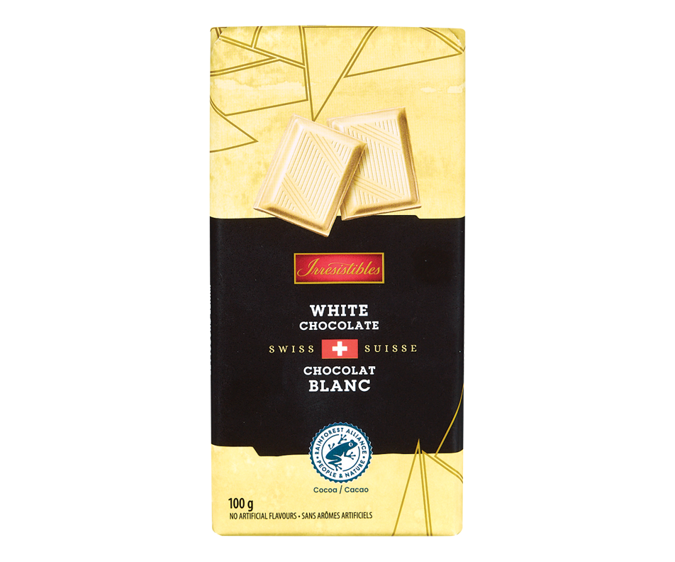 Tablette de chocolat blanc suisse, 100 g Irresistibles Barre grand