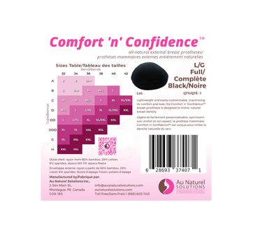 Image 4 du produit Au Naturel Solutions Inc. - Confort et Confiance prothèse mammaire externe complète, 1 unité, Noir, Large