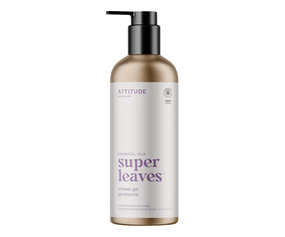 Super Leaves gel douche, menthe poivrée et orange douce, 473 ml