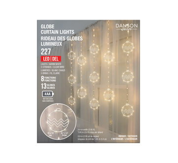 Image du produit Danson Décor - Rideau de 13 globes lumineux avec 227 lumières à micropoints DEL, Blanc chaud, 1 unité