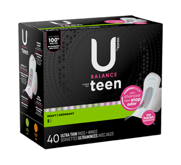 Image 2 du produit U by Kotex - Balance serviettes ultraminces avec ailes pour adolescentes, 40 unités, absorption accrue