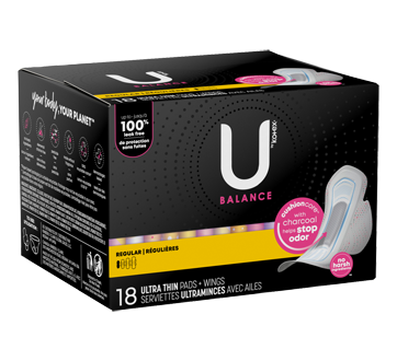 Image 2 du produit U by Kotex - Balance serviettes ultraminces avec ailes, 18 unités, absorption régulière