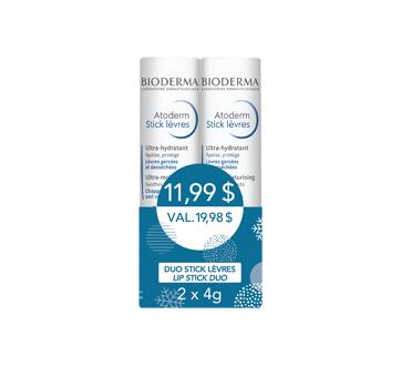 Atoderm duo de baumes pour les lèvres, 2 x 4 g, Framboise