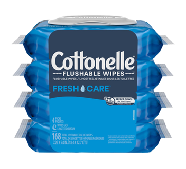 Fresh Care lingettes humides jetables dans les toilettes, 4 x 42 unités –  Cottonelle : Lingette humide