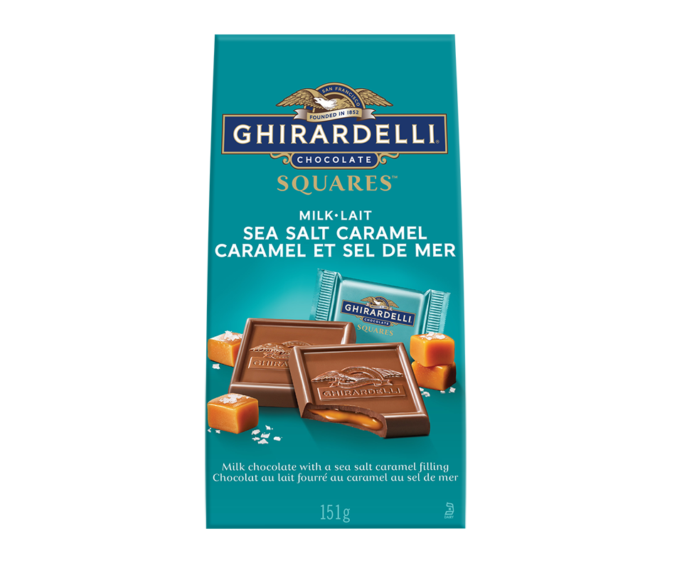 Carrés au chocolat au lait, fleur de sel et caramel, 151 g