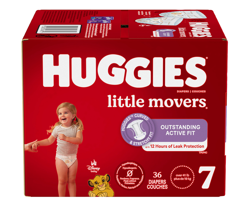 Little Movers couches pour bébés, taille 7, 36 unités Huggies