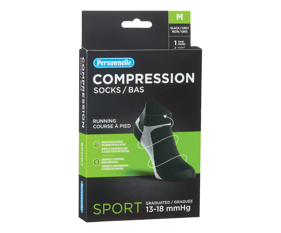Bas de compression, moyen noir et gris, 1 unité Personnelle Bas