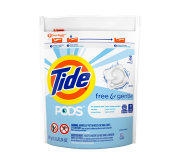 Pods Free & Gentle capsules de détergent à lessive liquide, 31 unités