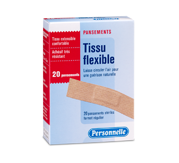 Image du produit Personnelle - Pansements tissu flexible, 20 unités