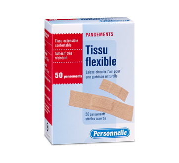 Image du produit Personnelle - Pansements tissu flexible, 50 unités