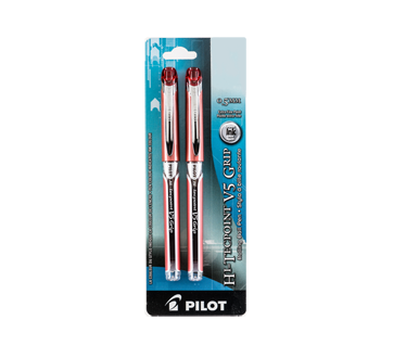 Hi-Tecpoint V5 Grip stylo à bille roulante 0,5 mm, 2 unités, rouge – Pilot  : Instruments d'écriture