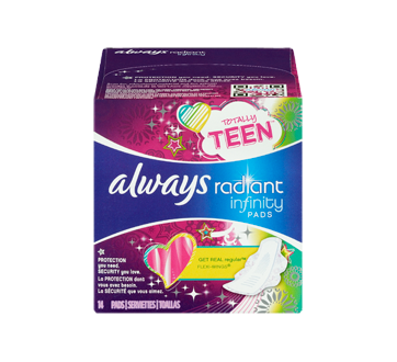 Image 3 du produit Always - Radiant Teen serviettes régulières avec ailes, 14 unités, Parfumées