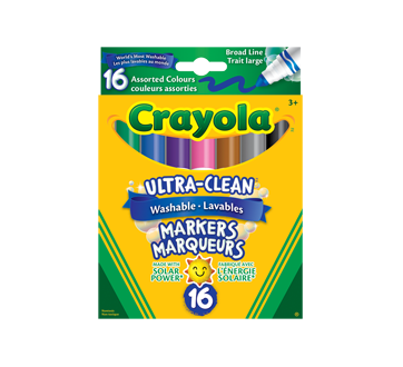 Ultra Clean Marqueurs Lavables A Trait Large 16 Unites Couleurs Assorties Crayola Crayons De Couleur Jean Coutu
