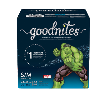Image du produit GoodNites - Sous-vêtements pour la nuit pour garçons, 44 unités, petit - moyen