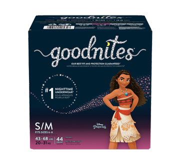 Image du produit GoodNites - Sous-vêtements pour la nuit pour filles, 44 unités, petit - moyen