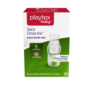Image du produit Playtex - Drop-Ins sacs jetables pour biberon de 118 ml, 100 unités
