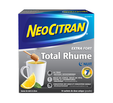 Image du produit Neocitran - Total rhume nuit, extra fort, 10 unités, miel et citron