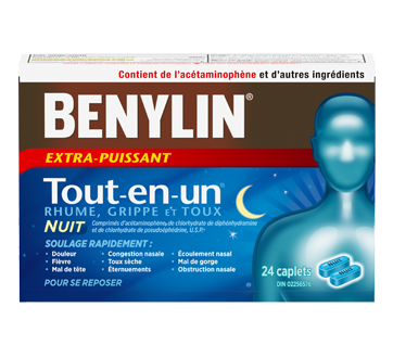 Image 1 du produit Benylin - BenylinTout-en-Un Rhume et Grippe extra-puissant formule nuit, 24 unités