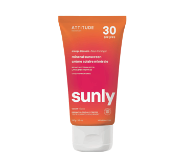 Crème solaire minérale FPS 30, 150 g, fleur d'oranger