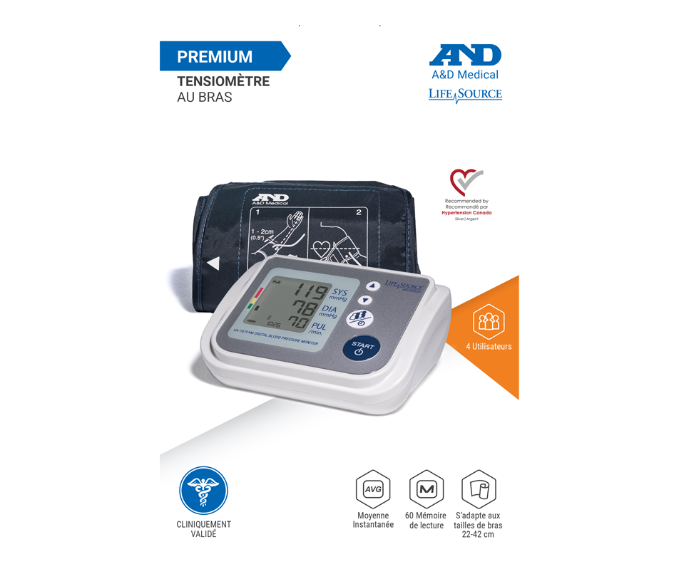 Tensiomètre UA767FAM 4 utilisateurs, 1 unité LifeSource Appareil