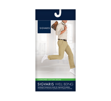 Image du produit Sigvaris - Coton coussiné pour hommes 182 , Jarret, taille C, blanc
