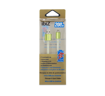 Image du produit ibiZ - Chargeur et câble de synchronisation micro USB pour Android, 1 unité