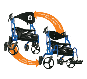 Image du produit Hugo Navigator - Combiné fauteuil de transport et ambulateur à pliage latéral, 1 unité, bleue