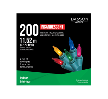 Image du produit Danson Décor - 2 jeux de 100 mini lumières incandescentes, Multicolore, 200 unités