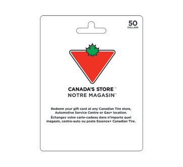 Carte-cadeau Canadian Tire de 50 $, 1 unité