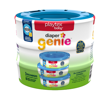 Poubelle à couches Diaper Genie Signature, comprend 1 recharge Easy Roll  avec 18 sacs, peut contenir jusqu'à 846 couches pour nouveau-nés par  recharge