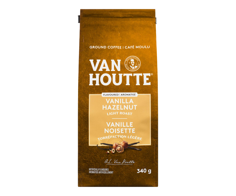 Café moulu, vanille noisette, 340 g Van Houtte Café