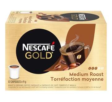 Gold capsules de café torréfié et moulu, torréfaction moyenne