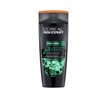 Image du produit L'Oréal Paris - Men Expert Total Clean 3-en-1 shampooing, revitalisant, et gel douche, 385 ml