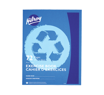 Cahier d'exercices broché recyclé uni 72 pages, 1 unité, bleu