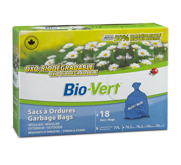 Image du produit Biovert - Sac à ordure régulier, 18 sacs, 30 x 30 po, bleu