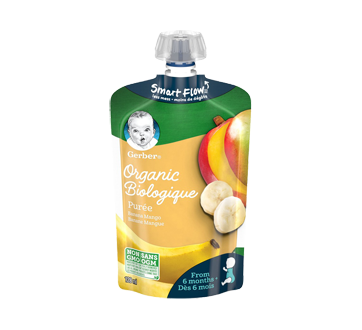 Purée biologique dès 6 mois, 128 ml, banane et mangue