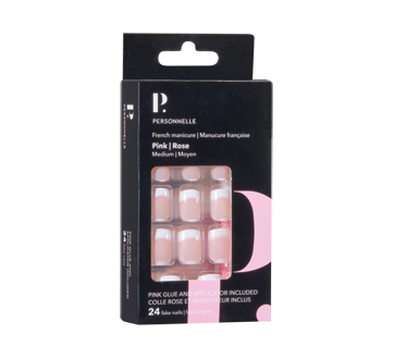 Manucure français, 24 unités, rose, moyen