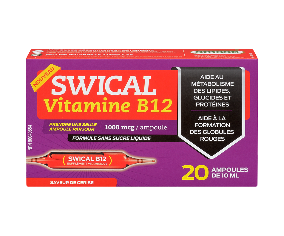 Swical Vitamine B12, 20 unités Laboratoire Suisse Fabriqué au