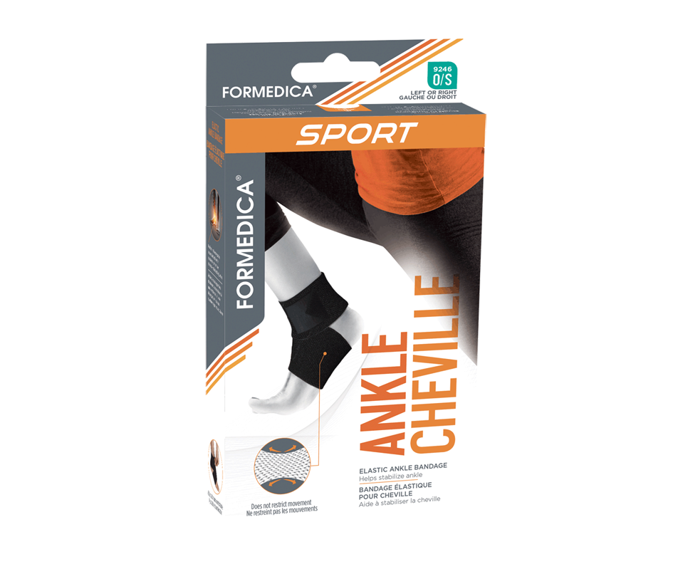 Bandage élastique pour cheville, 1 unité, taille unique, Noir