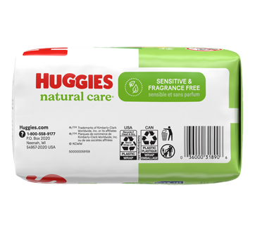Image 4 du produit Huggies - Natural Care lingettes pour bébés pour peau sensible, non parfumées, 168 unités