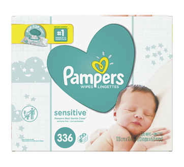 Pampers Lingettes pour bébés non parfumées Pampers Sensitive, 1X boîte  distributrice, 56 lingettes - 56 ea