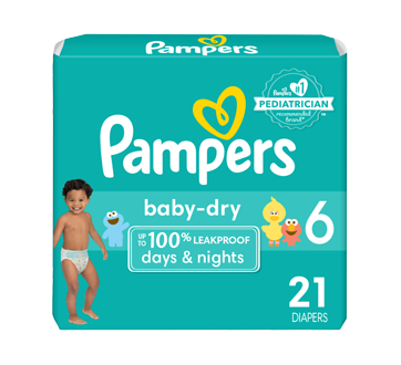 Couches Baby Dry, taille 6, format jumbo, 21 unités – Pampers : Couche