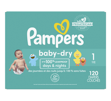 Couches Baby Dry, taille 1, format super, 120 unités – Pampers